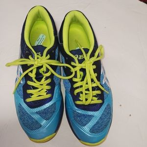 OASICS WOMEN NETBURNER BALLISTIC FF Low Volleyball Shoes 1052A002 Blue Yell